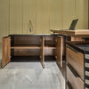 PHOENIX Sit & Stand Electric Lift Executive Desk with Left Return 2.2M - Warm Oak & Black