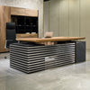 PHOENIX Sit & Stand Electric Lift Executive Desk with Left Return 2.2M - Warm Oak & Black