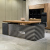 PHOENIX Sit & Stand Electric Lift Executive Desk with Right Return 2.2M - Warm Oak & Black