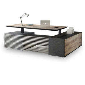 PHOENIX 2.0 - Sit Stand Electric Lift Executive Desk with Left Return 2.8m - Warm Oak & Black