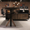 EASTON Sit Stand Electric Lift Executive Desk with Right Return 2.2M - Warm Oak & Black