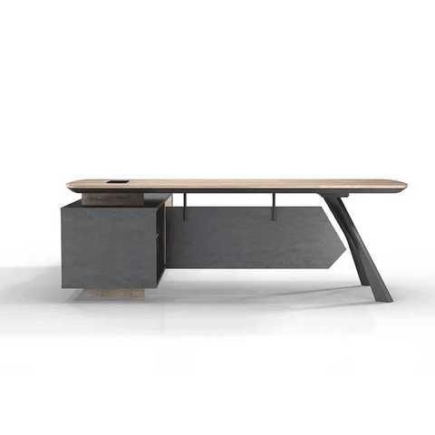 EASTON Executive Desk with Right Return 2.2-2.4m - Warm Oak & Black