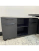 AFTAN Black Executive Desk with Pedestal & Left Mobile Return 180cm - Black Concrete