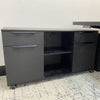 AFTAN Black Executive Desk with Pedestal & Left Mobile Return 180cm - Black Concrete