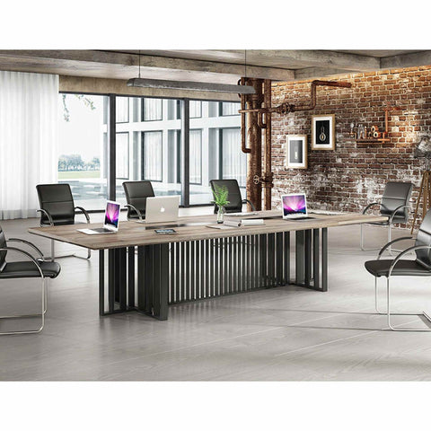 VIDAL Boardroom Table 3.6m x 1.2m - Warm Oak & Black