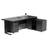AFTAN Black Executive Desk with Pedestal & Right Mobile Return 180cm - Black Concrete