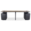 ARTO 2 People Workstation with 2 Cabinets  2.4M - Warm Oak & Black