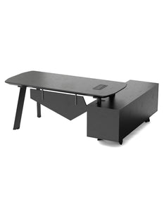 ARTO Black Executive Office Desk with Reversible Return 180-200cm - Black Concrete