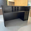 KENTO Reception Desk 240cm - Timber Slat Acoustic Black & Oak