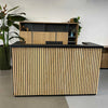 KENTO Reception Desk 180cm - Timber Slat Acoustic Black & Oak
