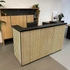 KENTO Reception Desk 180cm - Timber Slat Acoustic Black & Oak