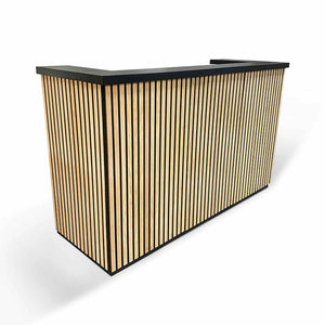 KENTO Reception Desk 180cm - Timber Slat Acoustic Black & Oak