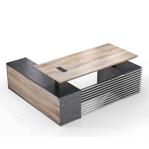 PHOENIX Sit & Stand Electric Lift Executive Desk with Right Return 2.2M - Warm Oak & Black