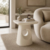 ECLIPSE 41cm Side Table - Travertine Look Top - Ivory