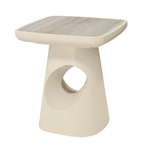 ECLIPSE 41cm Side Table - Travertine Look Top - Ivory