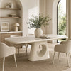 ECLIPSE 220cm Dining Table Travertine Look Top - Ivory