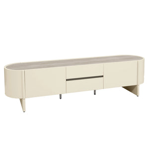 ECLIPSE 200cm TV Entertainment Unit with Travertine Look Top -  Ivory