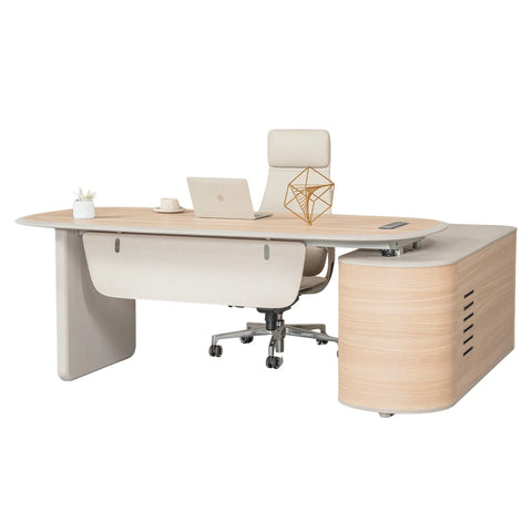 KELIAN  Reversible Executive Desk with Return 160-180cm - Oak