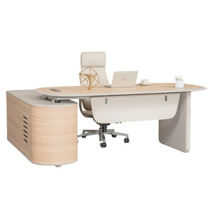 KELIAN  Reversible Executive Desk with Return 160-180cm - Oak