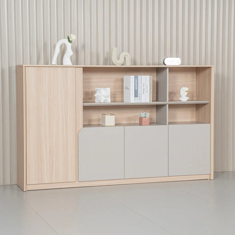 KELIAN 200cm Wall Storage & Display Unit  Oak - 110cm High