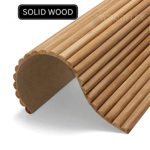 WOODFLEX Flexible Solid Paulownia Wood Slat Wall Panel -  2700mm x 600mm - Half Round
