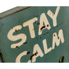 Wooden Print "Stay Calm Pop A Top" In Antique Blue