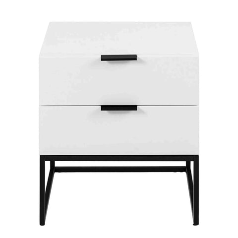 SVANA Bedside Table 40cm - White & Black