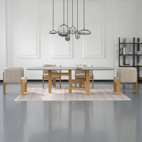TANAKA Dining Arm Chair - Cream & Oak