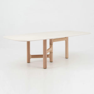 ZANDY Dining Table 250cm - Natural & Travertine Look