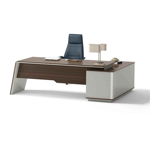ANDERS Executive Desk Reversible Return 2.4M - Hazelnut & Beige