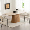BOLTON Ceramic Dining Table 1.8M - Travertine & Oak