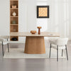 BOLTON Ceramic Dining Table 1.8M - Travertine & Oak