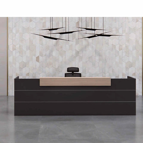 BELEN Reception Desk 2.4M - Acacia & Carbon Grey