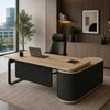 220-240cm VENTURA Reversible Executive Desk - Left or Right Return - Oak & Black