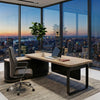 180-200cm VENTURA Reversible Executive Desk - Left or Right Return - Oak & Black