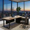 220-240cm VENTURA Reversible Executive Desk - Left or Right Return - Oak & Black