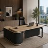 220-240cm VENTURA Reversible Executive Desk - Left or Right Return - Oak & Black