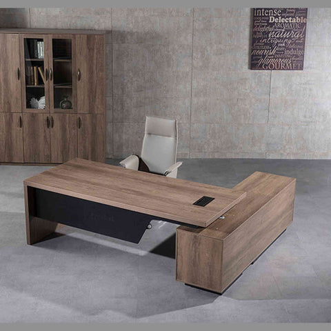 BALDER Executive Desk with Left Return 1.8-2.0M - Warm Oak & Black