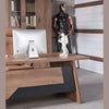 SUTTON Executive Desk with Left Return 180-200cm - Warm Oak & Black