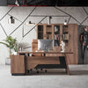 SUTTON Executive Desk with Right Return 180cm - 200cm - Warm Oak & Black