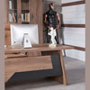 SUTTON Executive Desk with Right Return 180cm - 200cm - Warm Oak & Black