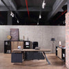 EASTON Executive Desk with Right Return 2.2-2.4m - Warm Oak & Black