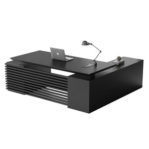 PHOENIX Black Executive Desk with Left Return 2.2M - Black Concrete
