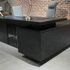 DAXTON Black Executive Desk with Left Return 2.4M - Black Concrete