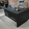 AFTAN Black Executive Desk with Pedestal & Left Mobile Return 180cm - Black Concrete