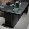 AFTAN Black Executive Desk with Pedestal & Left Mobile Return 180cm - Black Concrete