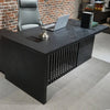AFTAN Black Executive Desk with Pedestal & Right Mobile Return 180cm - Black Concrete