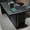 AFTAN Black Executive Desk with Pedestal & Right Mobile Return 180cm - Black Concrete