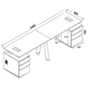 ARTO 2 People Workstation with 2 Cabinets  2.4M - Warm Oak & Black