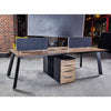ARTO 4 People Back to Back Workstation 2 Cabinets  2.4M - Warm Oak & Black